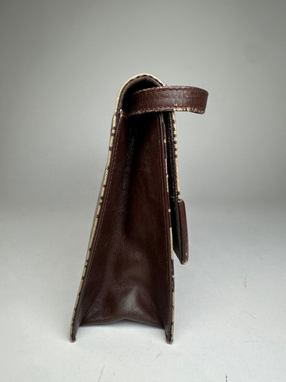 Vintage Givenchy Monogram Leather Multiway Vag Grey Brown