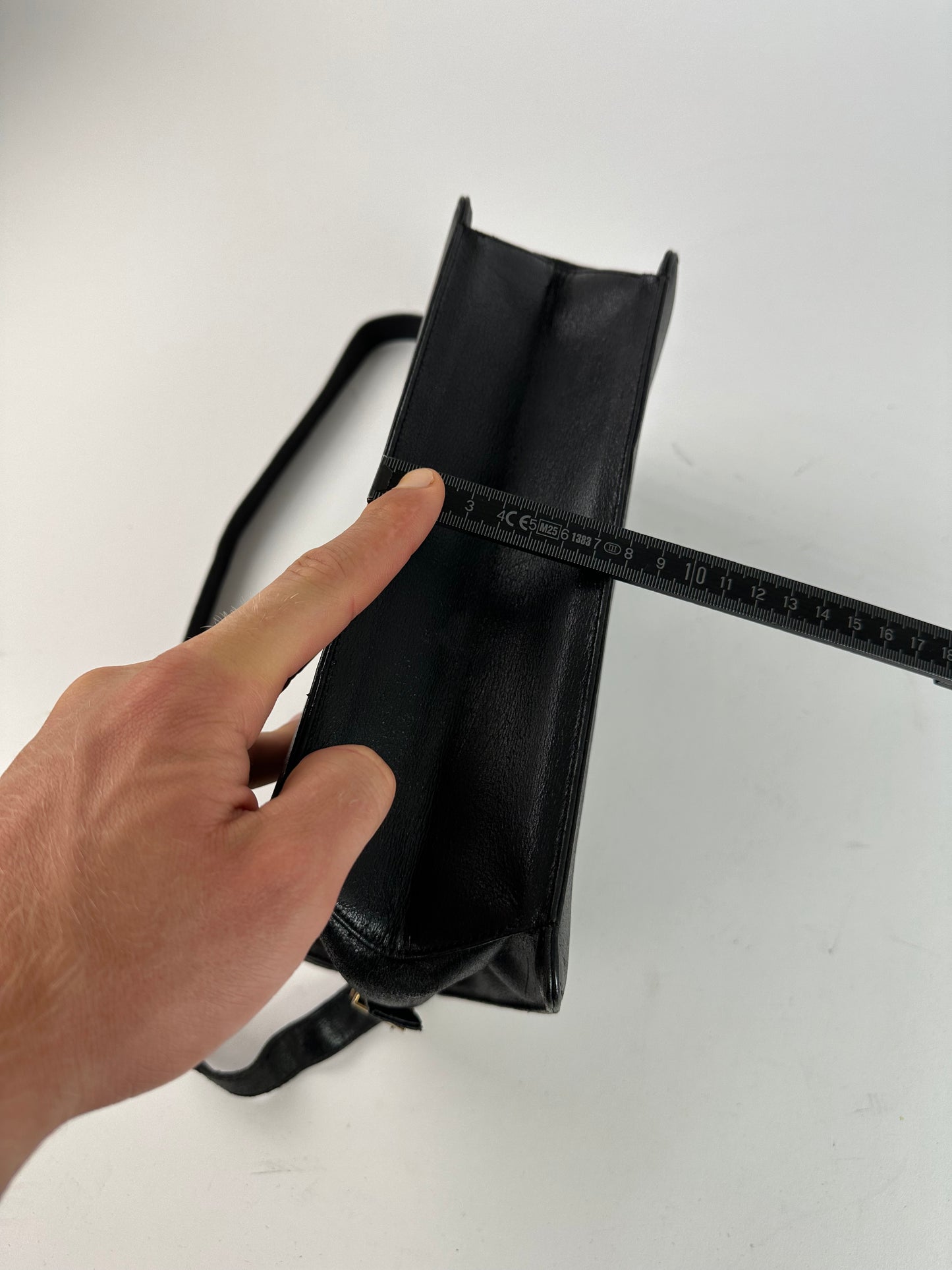 Vintage Givenchy Grained Leather Shoulder Bag Black Gold