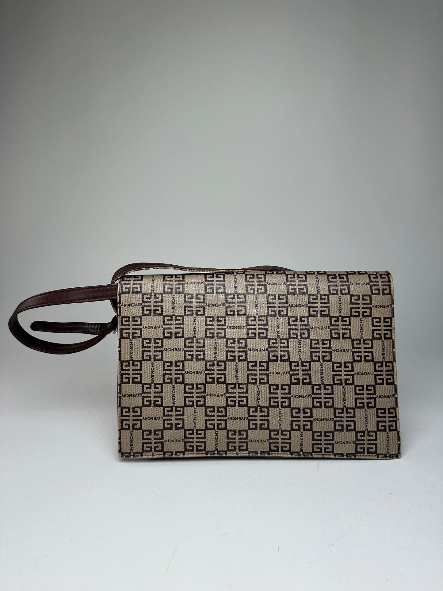 Vintage Givenchy Monogram Leather Multiway Vag Grey Brown
