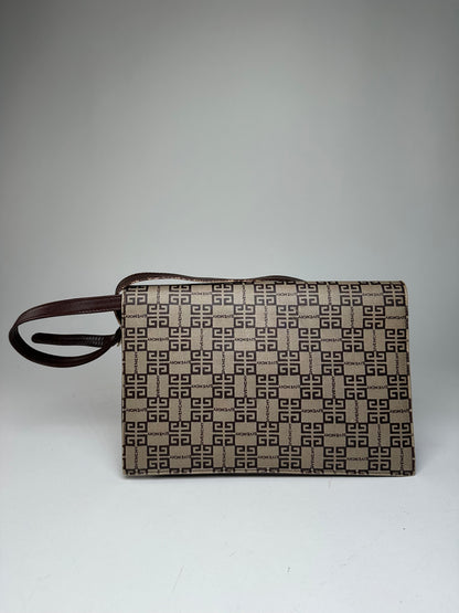 Vintage Givenchy Monogram Leather Multiway Vag Grey Brown