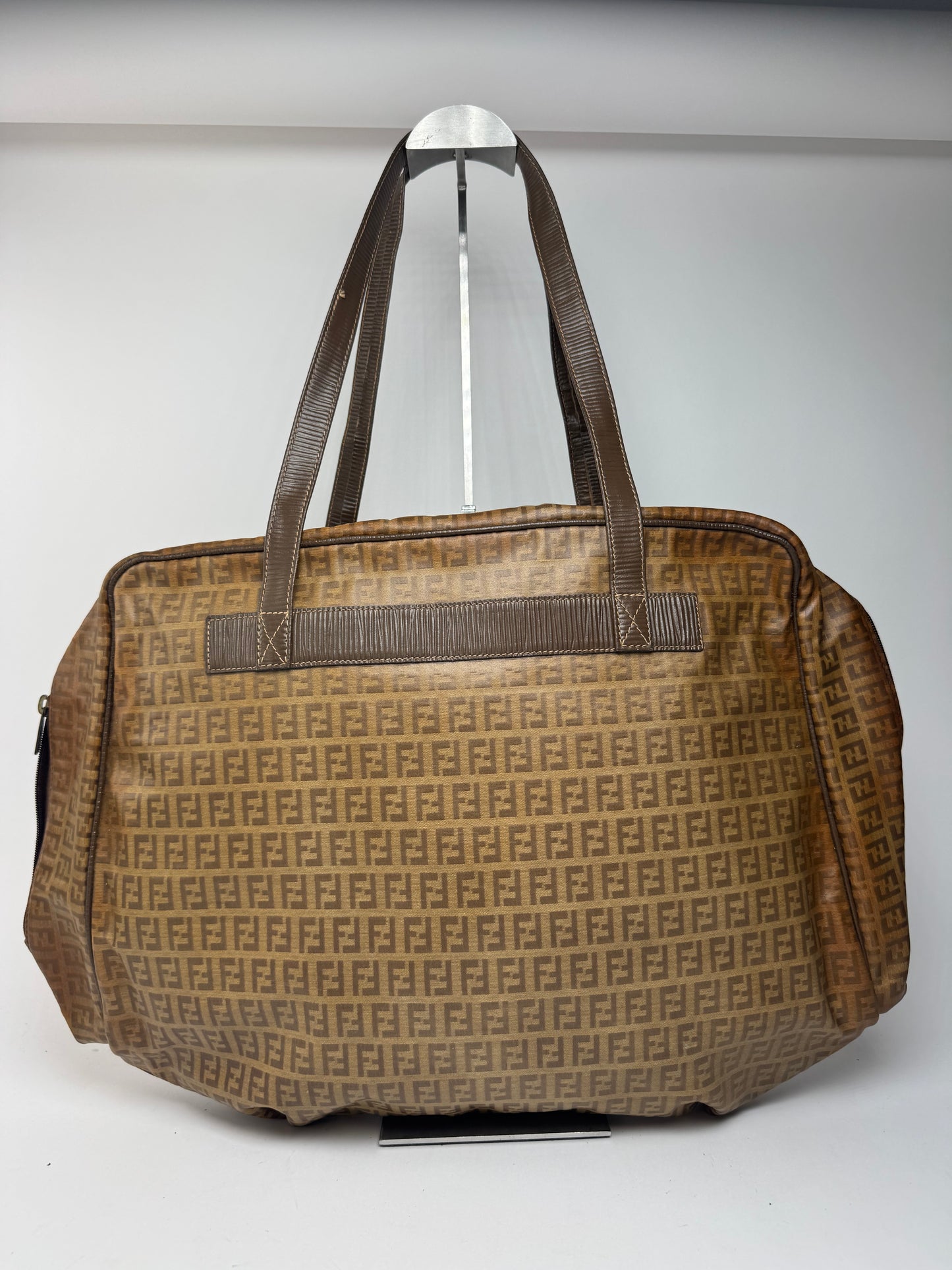 Vintage leather Fendi FF monogram Duffel bag gold brown