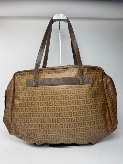 Vintage leather Fendi FF monogram Duffel bag gold brown