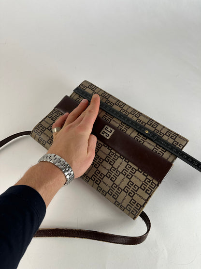 Vintage Givenchy Monogram Leather Multiway Vag Grey Brown