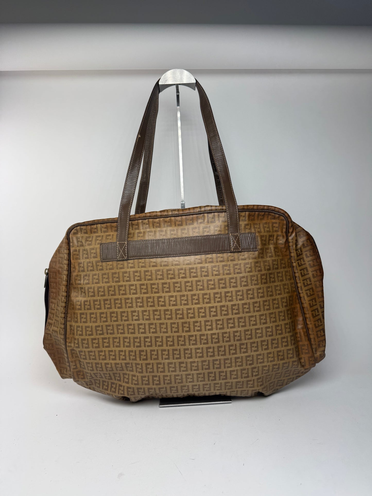 Vintage leather Fendi FF monogram Duffel bag gold brown