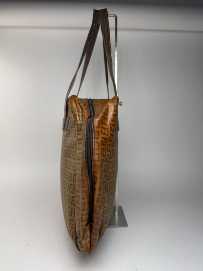 Vintage leather Fendi FF monogram Duffel bag gold brown