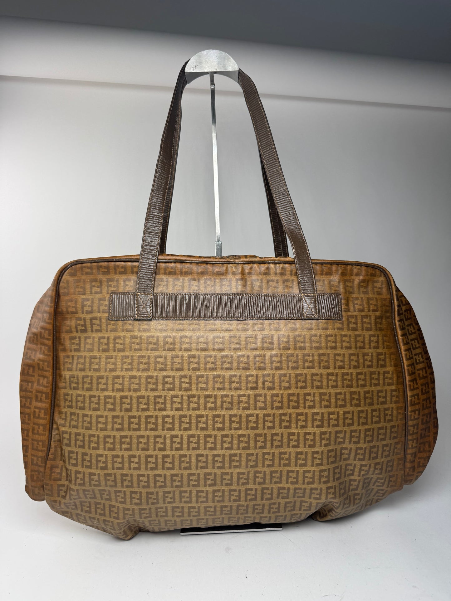 Vintage leather Fendi FF monogram Duffel bag gold brown