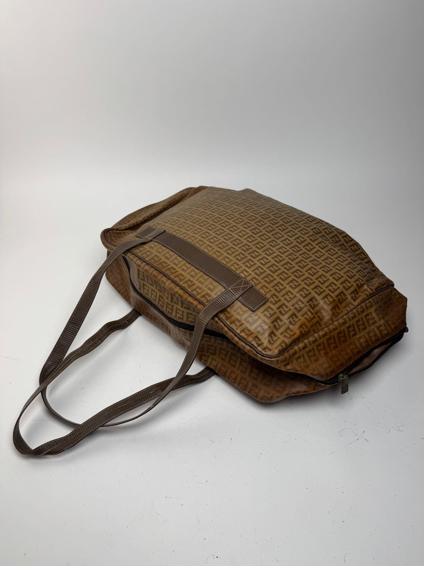 Vintage leather Fendi FF monogram Duffel bag gold brown