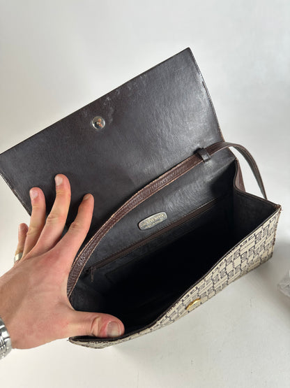 Vintage Givenchy Monogram Leather Multiway Vag Grey Brown