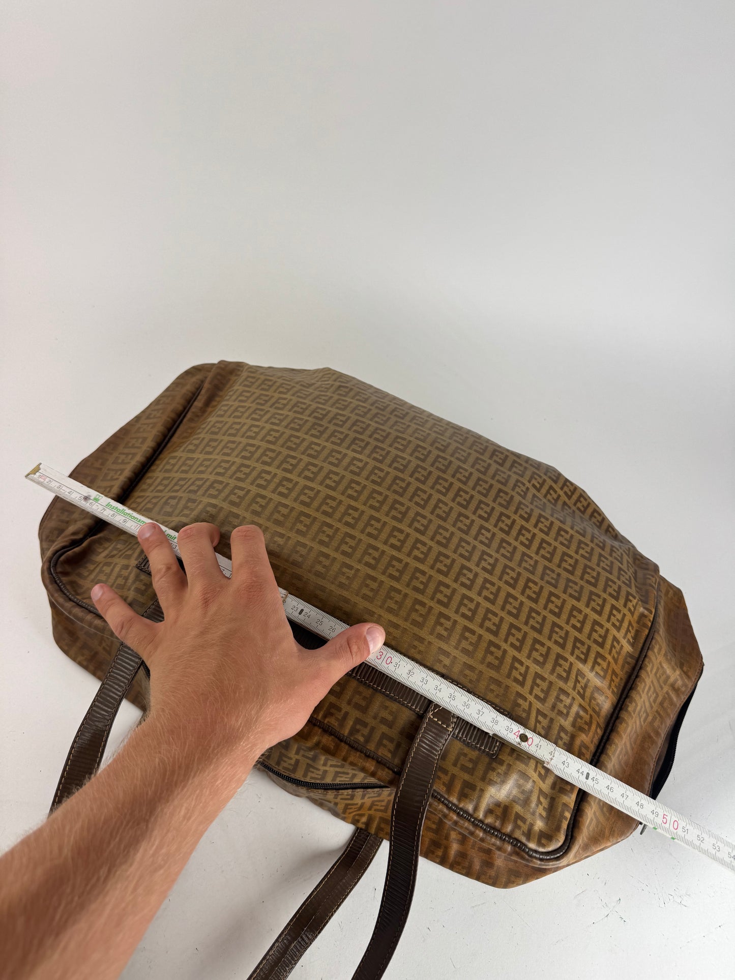 Vintage leather Fendi FF monogram Duffel bag gold brown