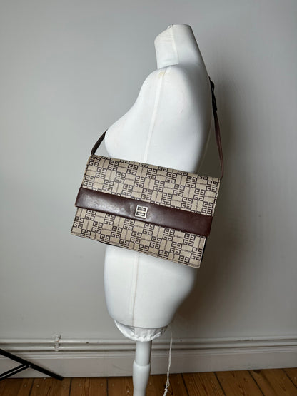 Vintage Givenchy Monogram Leather Multiway Vag Grey Brown