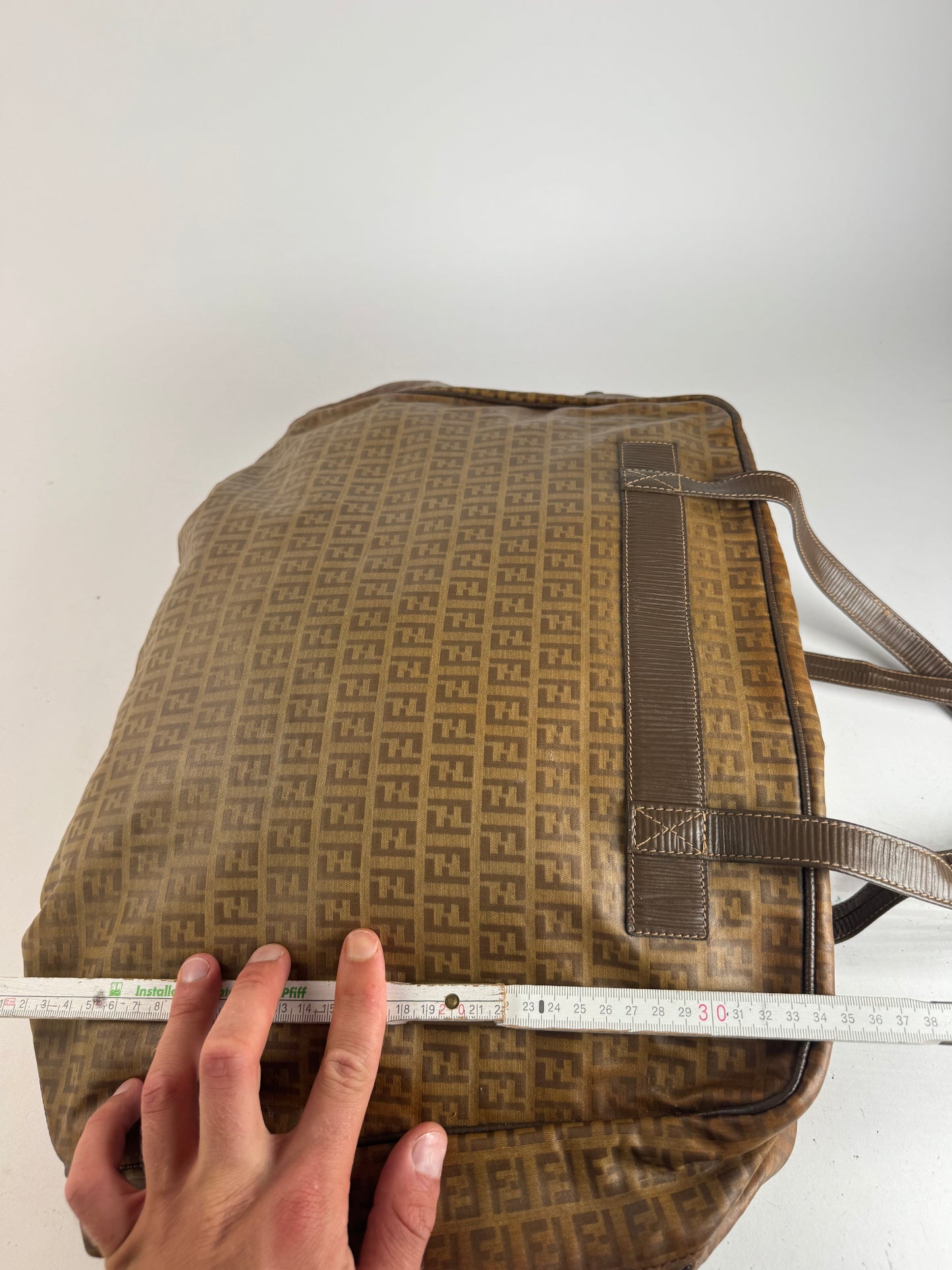 Vintage leather Fendi FF monogram Duffel bag gold brown