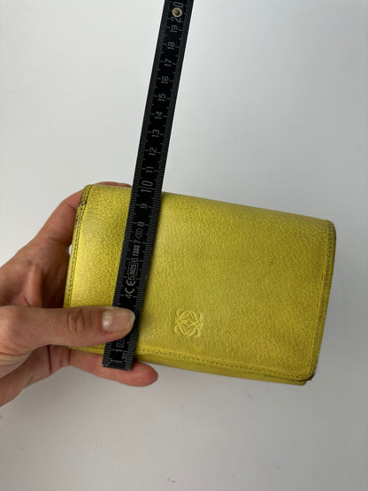 Vintage Loewe Grained Leather Bifold Wallet Late 1990s Yellow