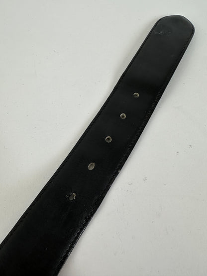 Vintage Gucci GG Logo Leather Belt Black Gold