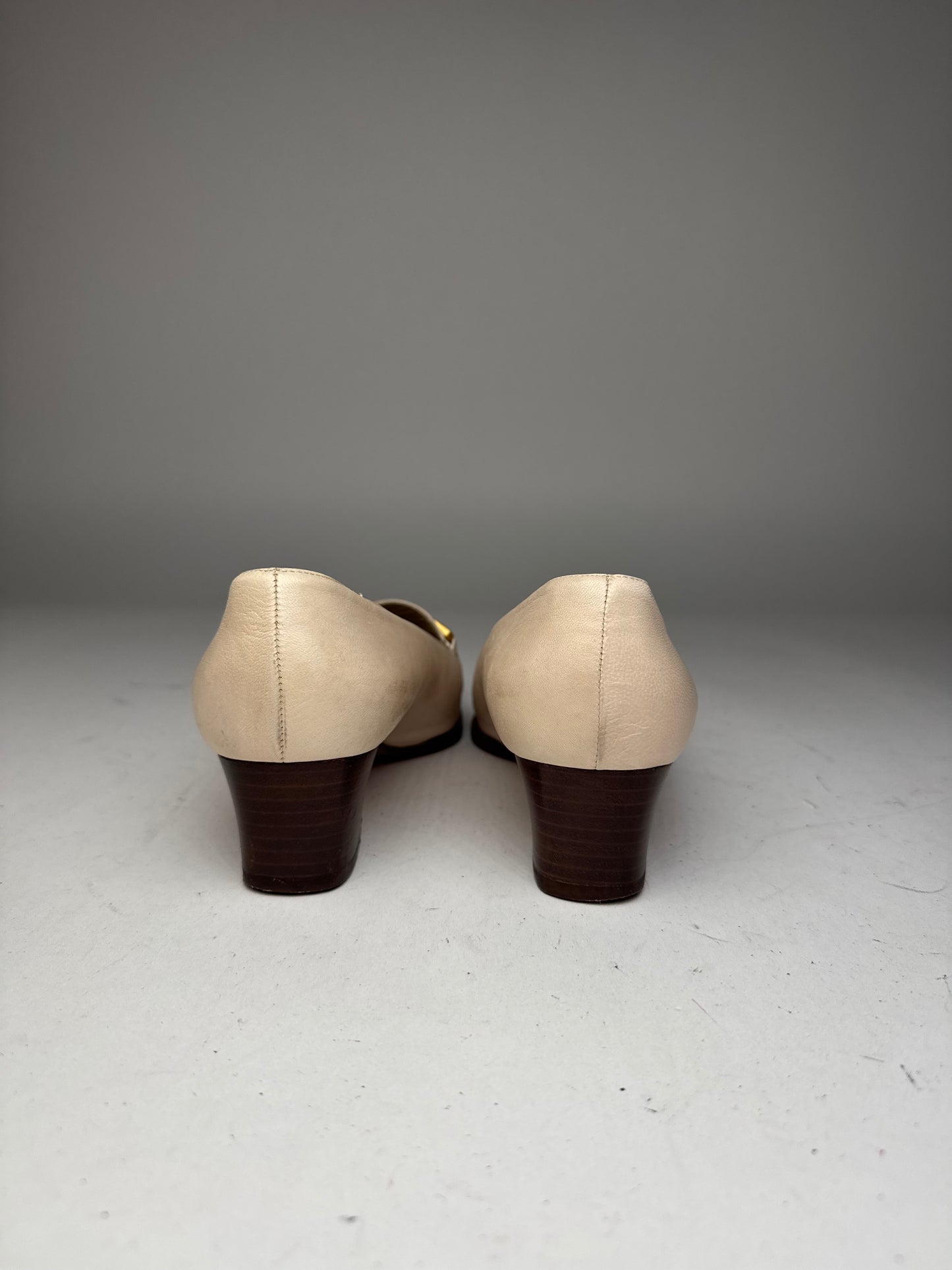 Vintage Gucci Leather Bamboo Pumps 36,5 Beige Black