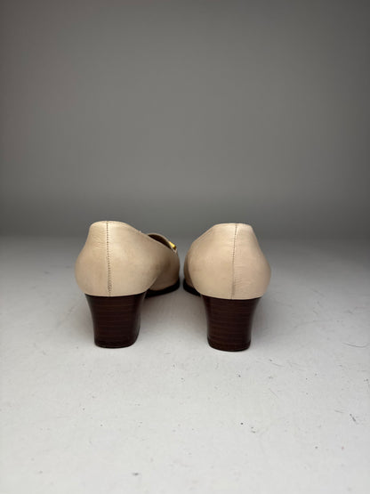 Vintage Gucci Leather Bamboo Pumps 36,5 Beige Black