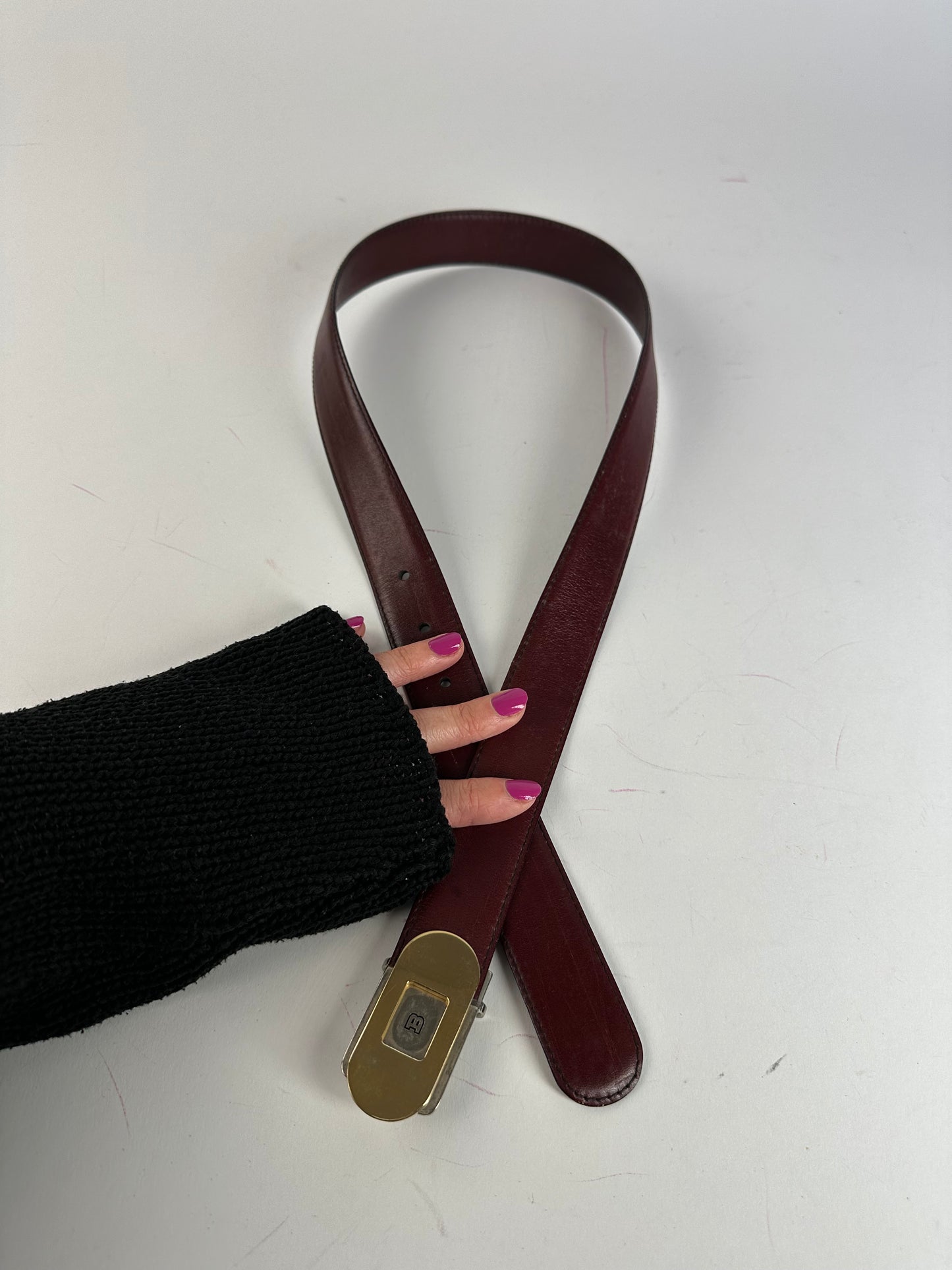 Vintage Bally Leather Belt Burgundy