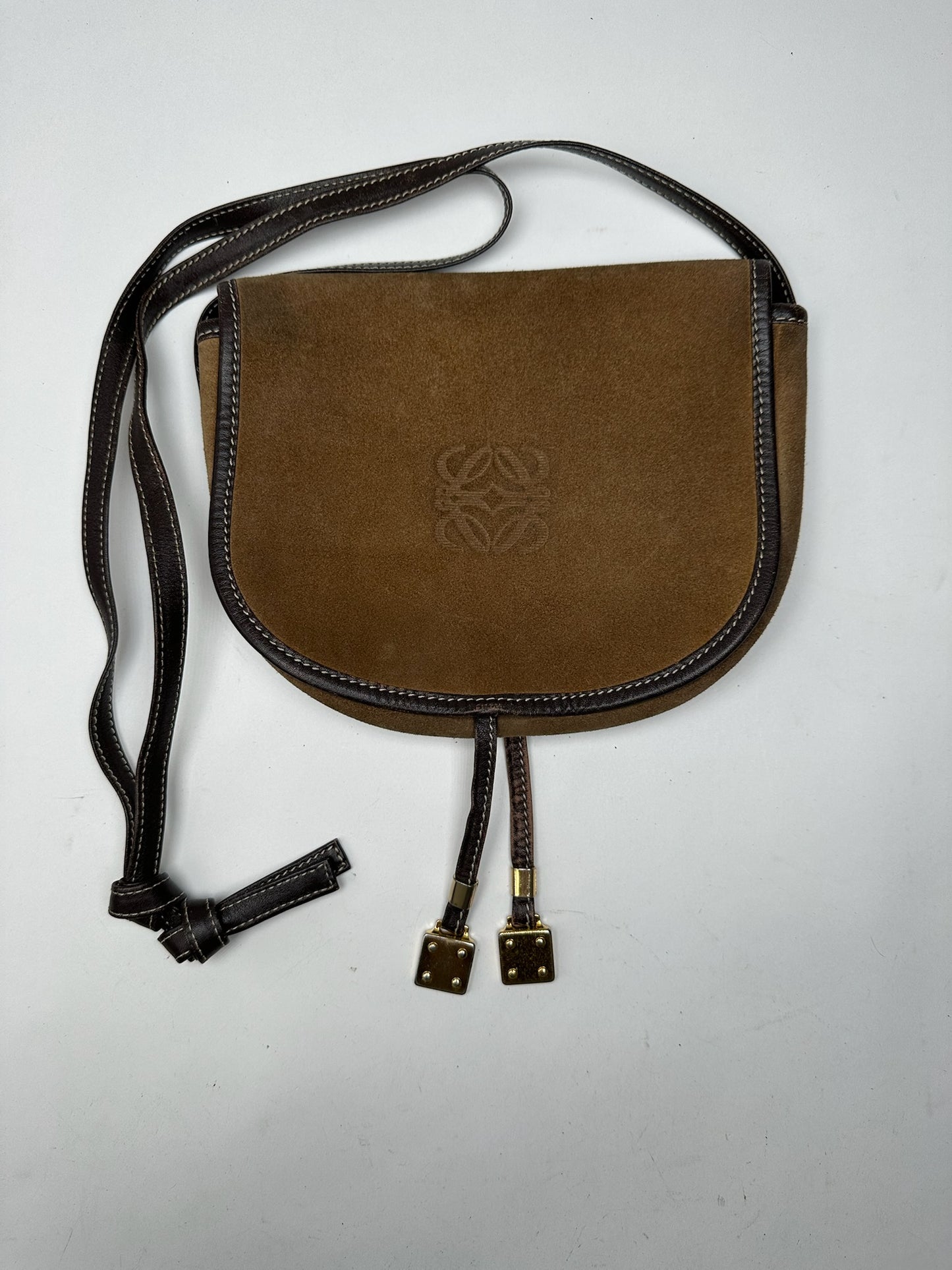 Vintage loewe Amazona suede bag brown
