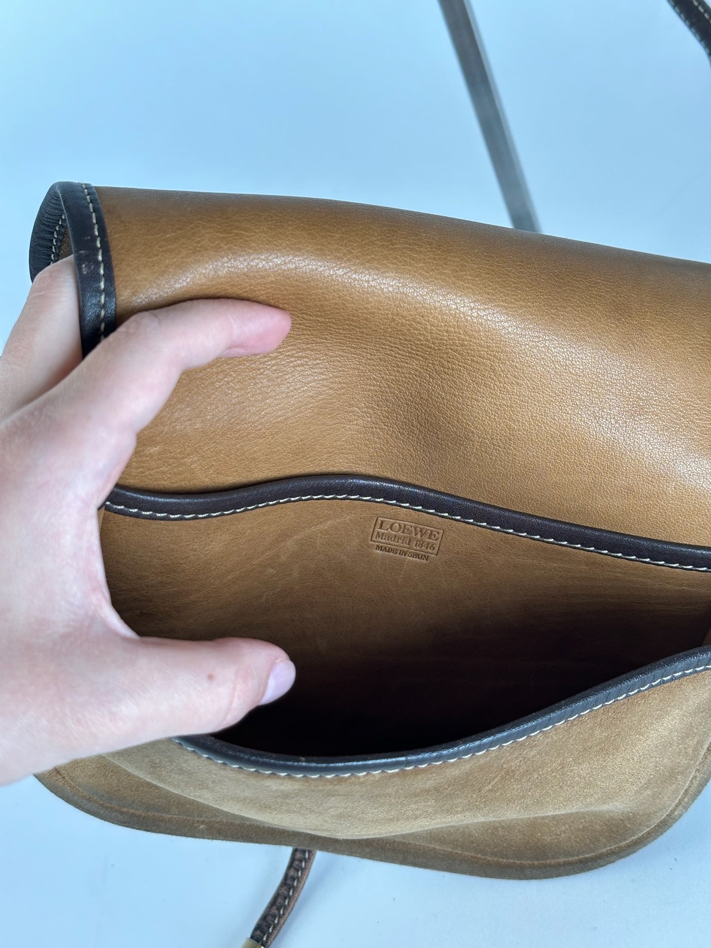 Vintage loewe Amazona suede bag brown