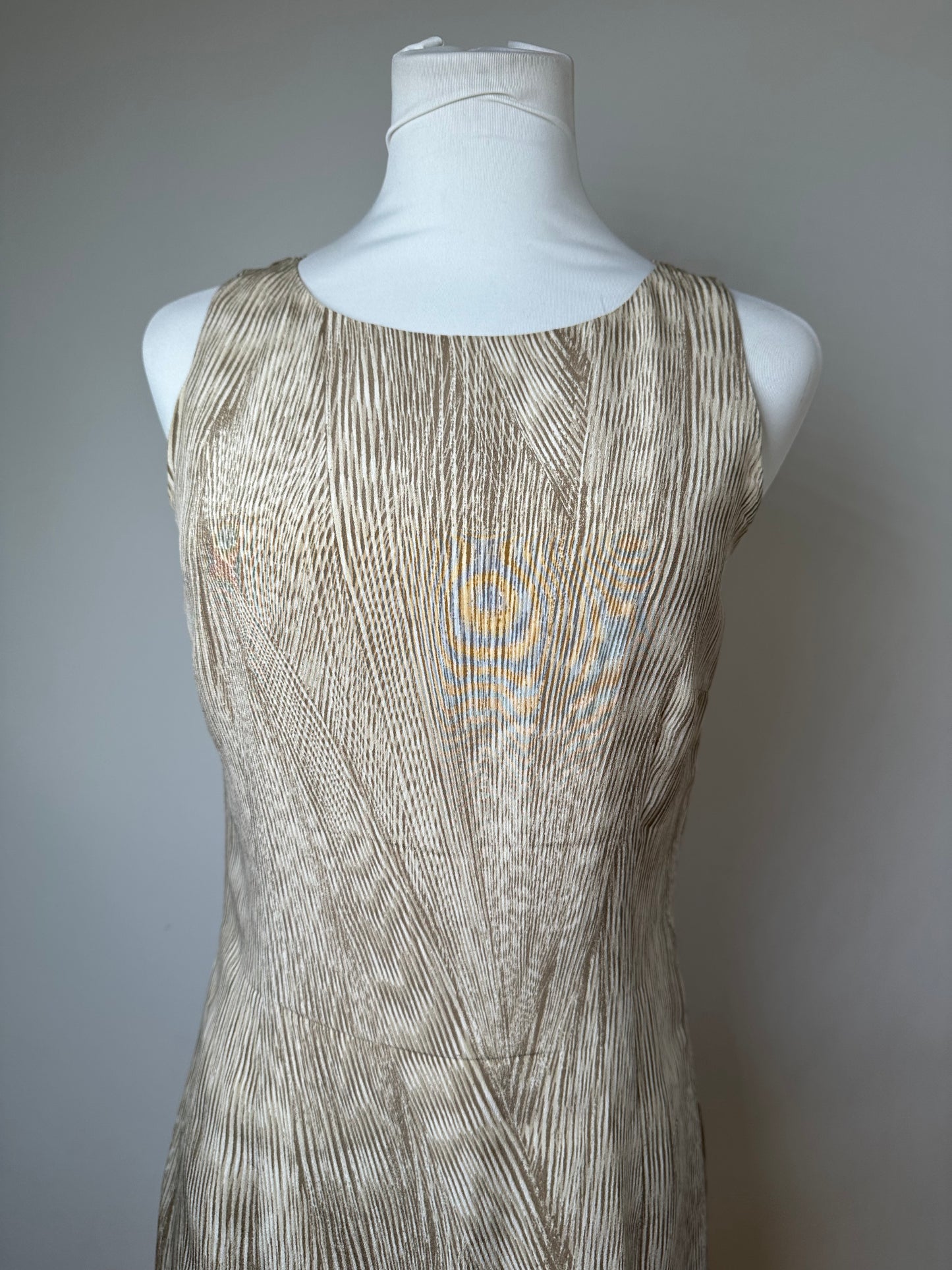 Vintage Etro Pleated Silk Blend Dress Beige Cream M
