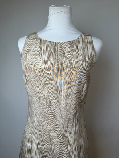 Vintage Etro Pleated Silk Blend Dress Beige Cream M
