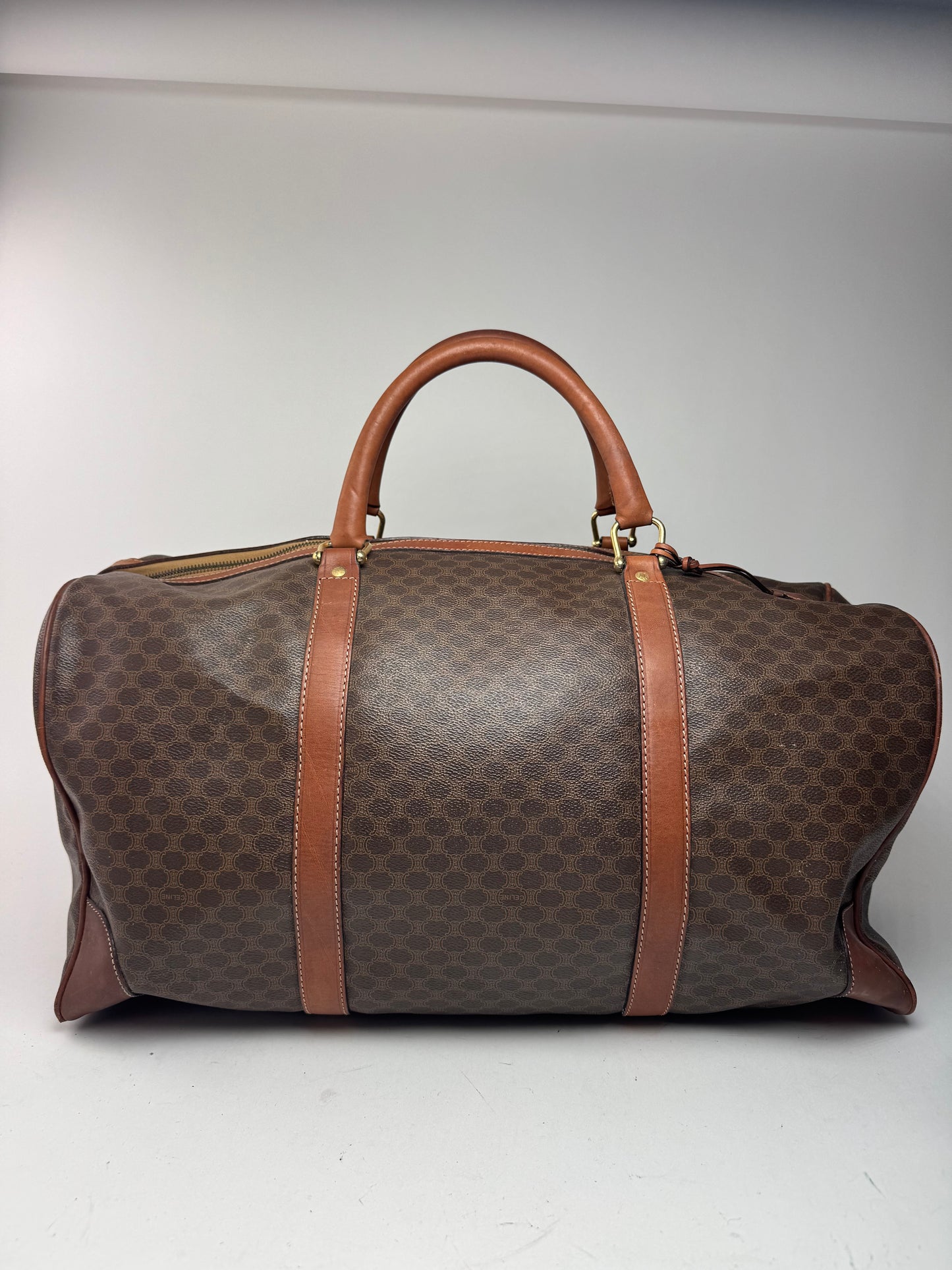 Sac Boston vintage en cuir Celine Paris Triomphe monogramme marron