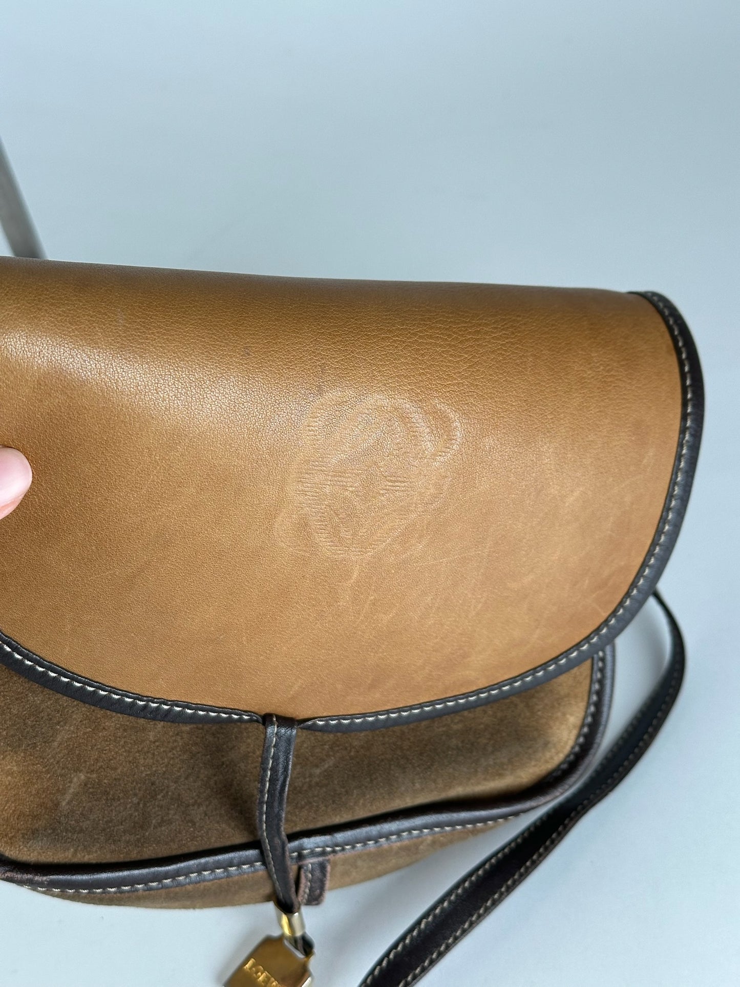 Vintage loewe Amazona suede bag brown