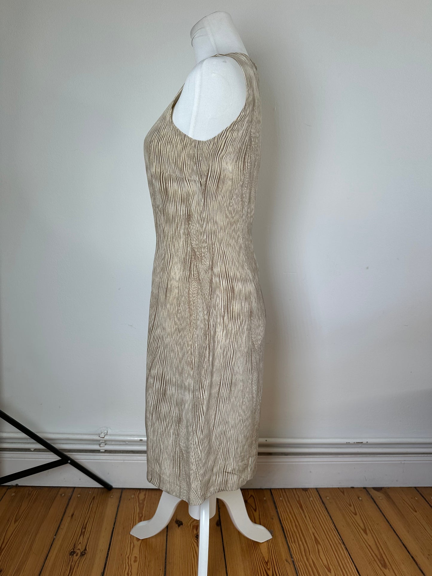 Vintage Etro Pleated Silk Blend Dress Beige Cream M