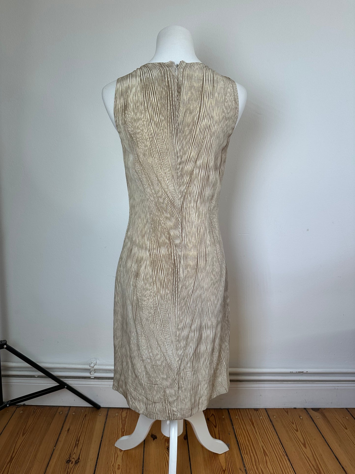 Vintage Etro Pleated Silk Blend Dress Beige Cream M
