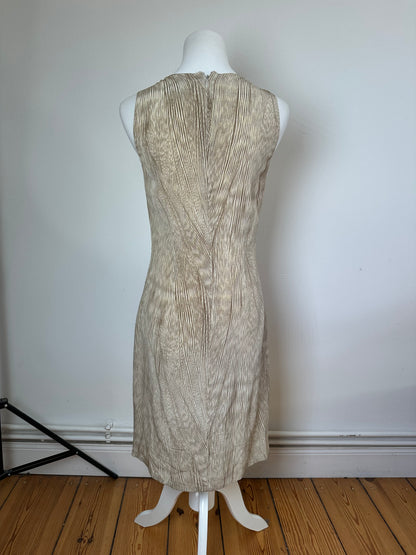Vintage Etro Pleated Silk Blend Dress Beige Cream M