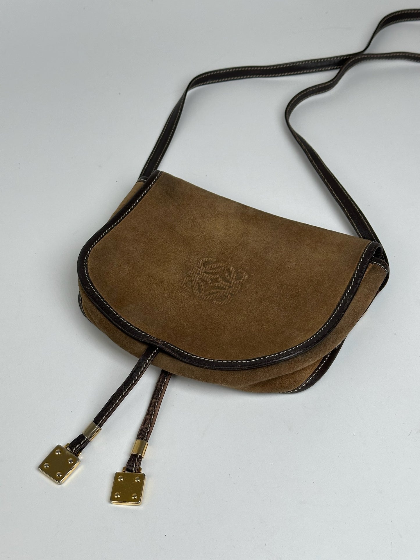 Vintage loewe Amazona suede bag brown