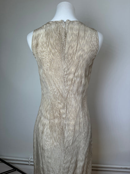 Vintage Etro Pleated Silk Blend Dress Beige Cream M
