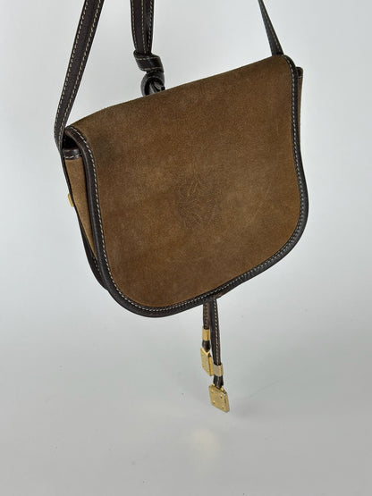 Vintage loewe Amazona suede bag brown