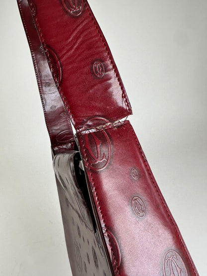 Vintage Cartier Must de Cartier Leather Shoulder Bag Burgundy Gold