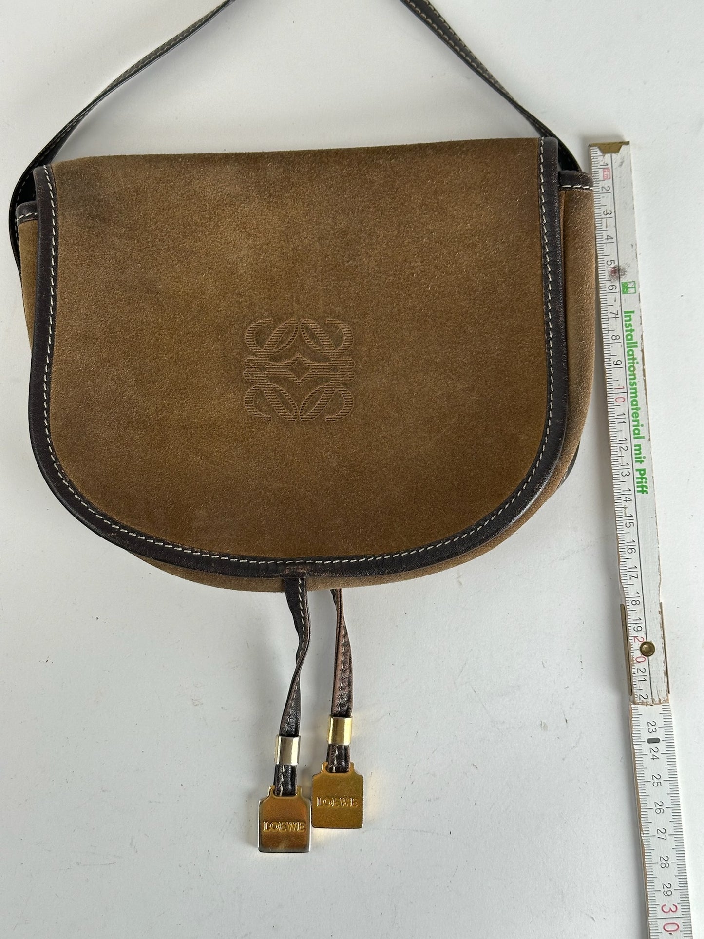 Vintage loewe Amazona suede bag brown