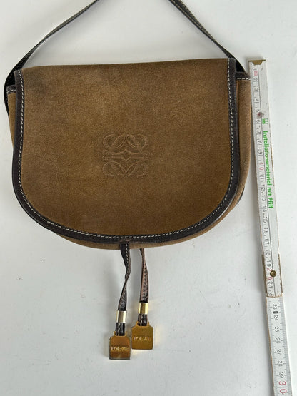 Vintage loewe Amazona suede bag brown