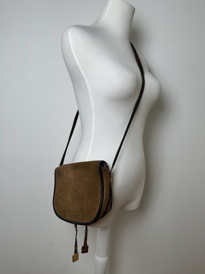 Vintage loewe Amazona suede bag brown