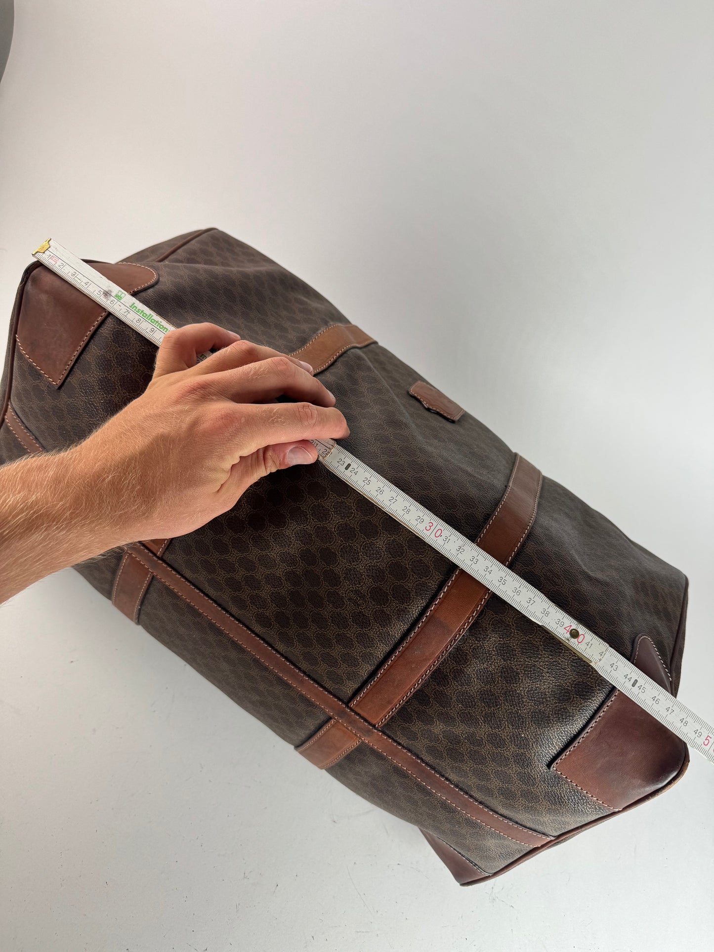 Sac Boston vintage en cuir Celine Paris Triomphe monogramme marron