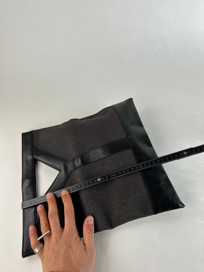 Vintage Yves Saint Laurent Leather Canvas Tote Bag Black Brown