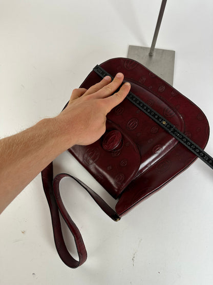 Vintage Cartier Must de Cartier Leather Shoulder Bag Burgundy Gold