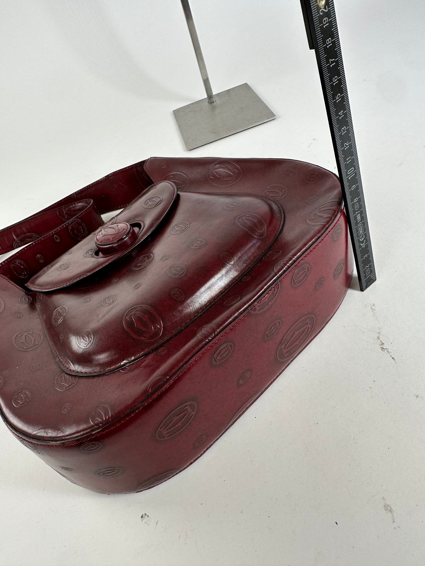 Vintage Cartier Must de Cartier Leather Shoulder Bag Burgundy Gold