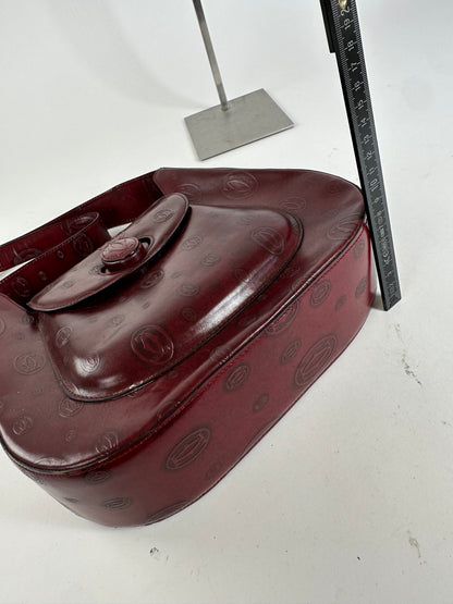 Vintage Cartier Must de Cartier Leather Shoulder Bag Burgundy Gold
