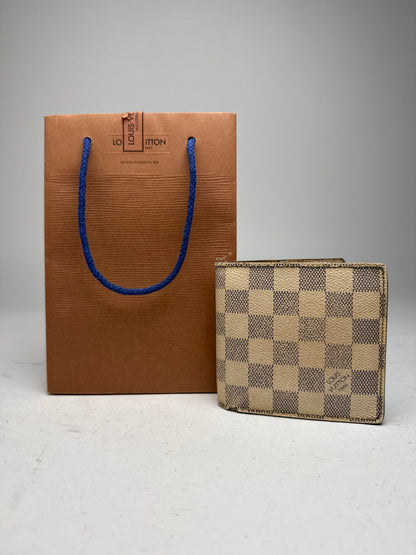 Vintage Louis Vuitton Damier Monogram Flapable Wallet Grey White