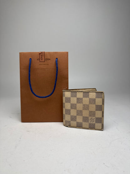 Vintage Louis Vuitton Damier Monogram Flapable Wallet Grey White