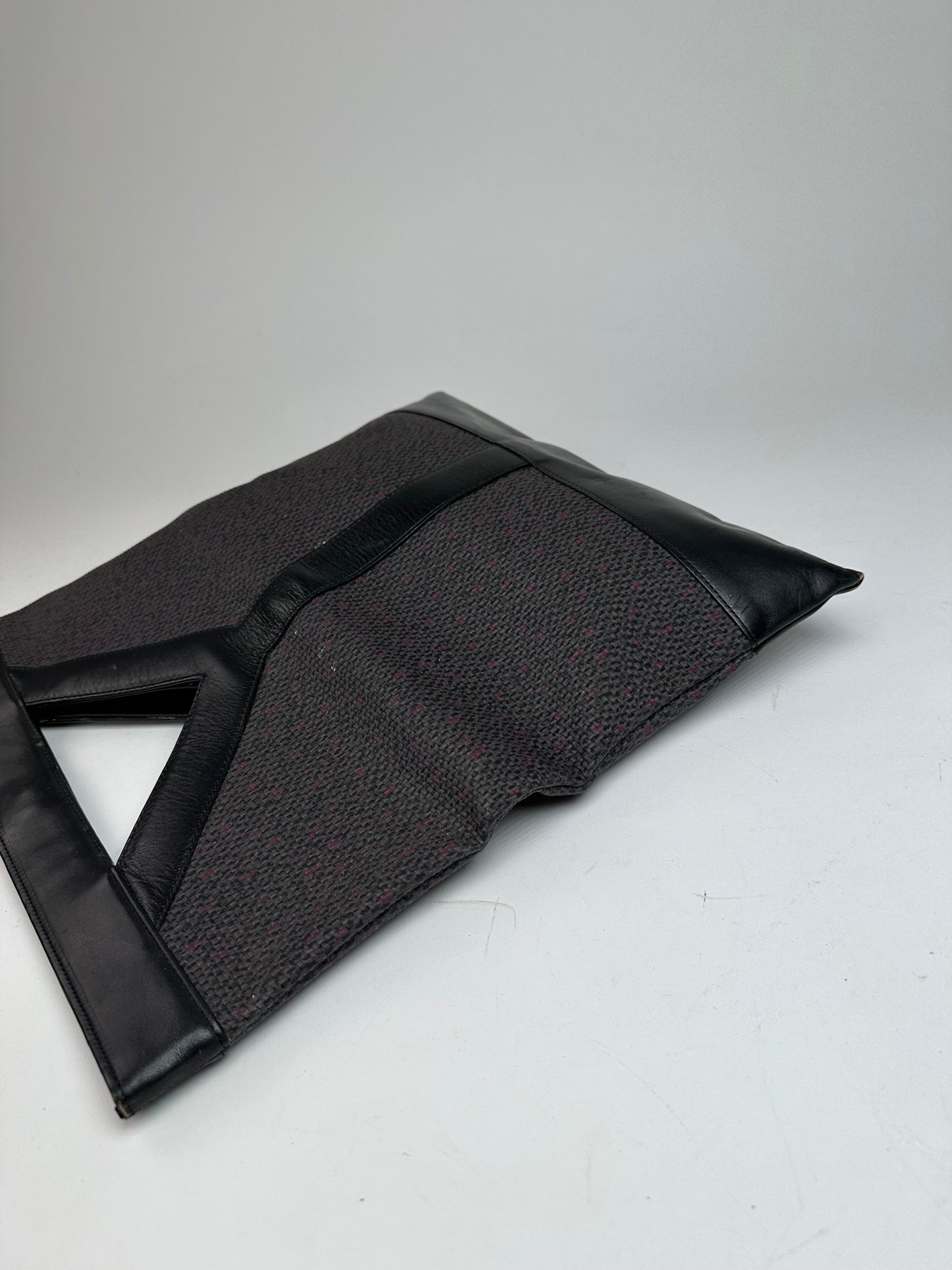 Vintage Yves Saint Laurent Leather Canvas Tote Bag Black Brown