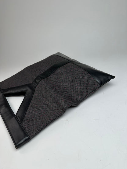 Vintage Yves Saint Laurent Leather Canvas Tote Bag Black Brown