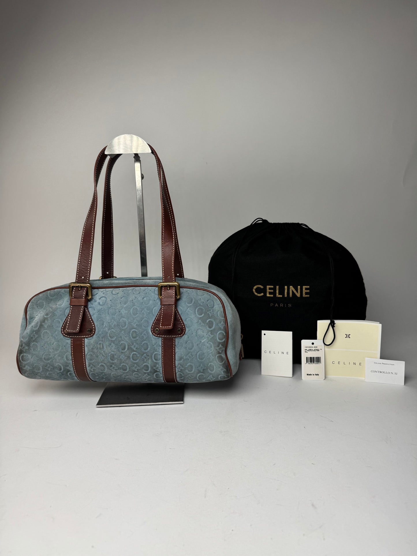 Vintage Celine Suede C , Macadam Monogram Bowling Bag light-blue brown