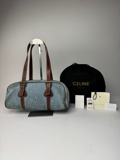 Vintage Celine Suede C , Macadam Monogram Bowling Bag light-blue brown