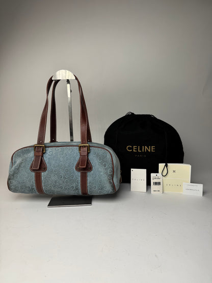 Vintage Celine Suede C , Macadam Monogram Bowling Bag light-blue brown