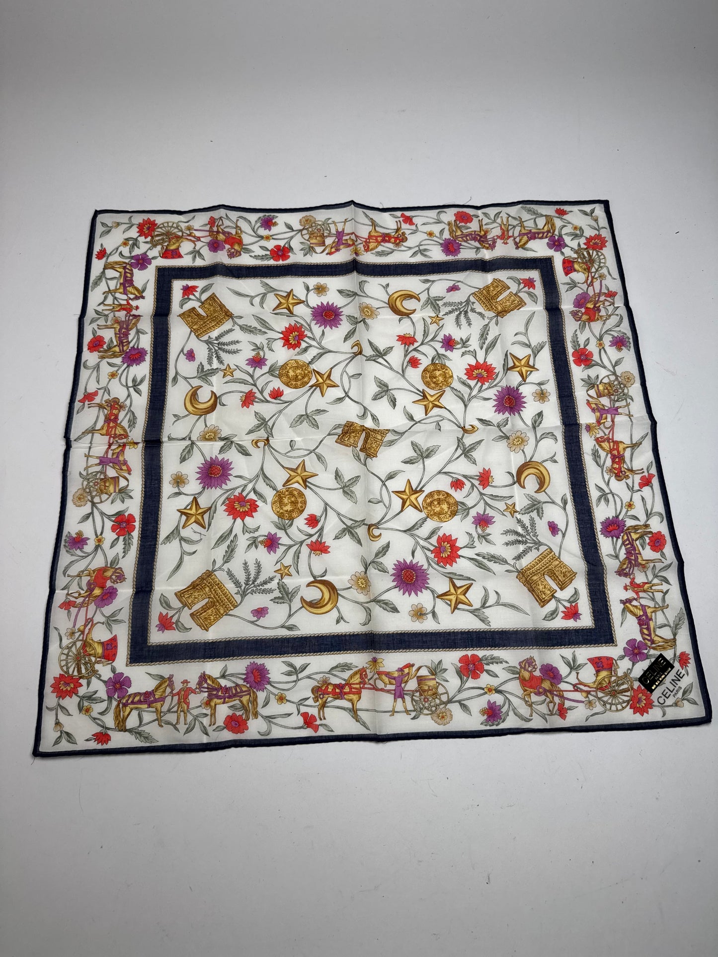 Vintage Celine Paris Silk Cloth floral