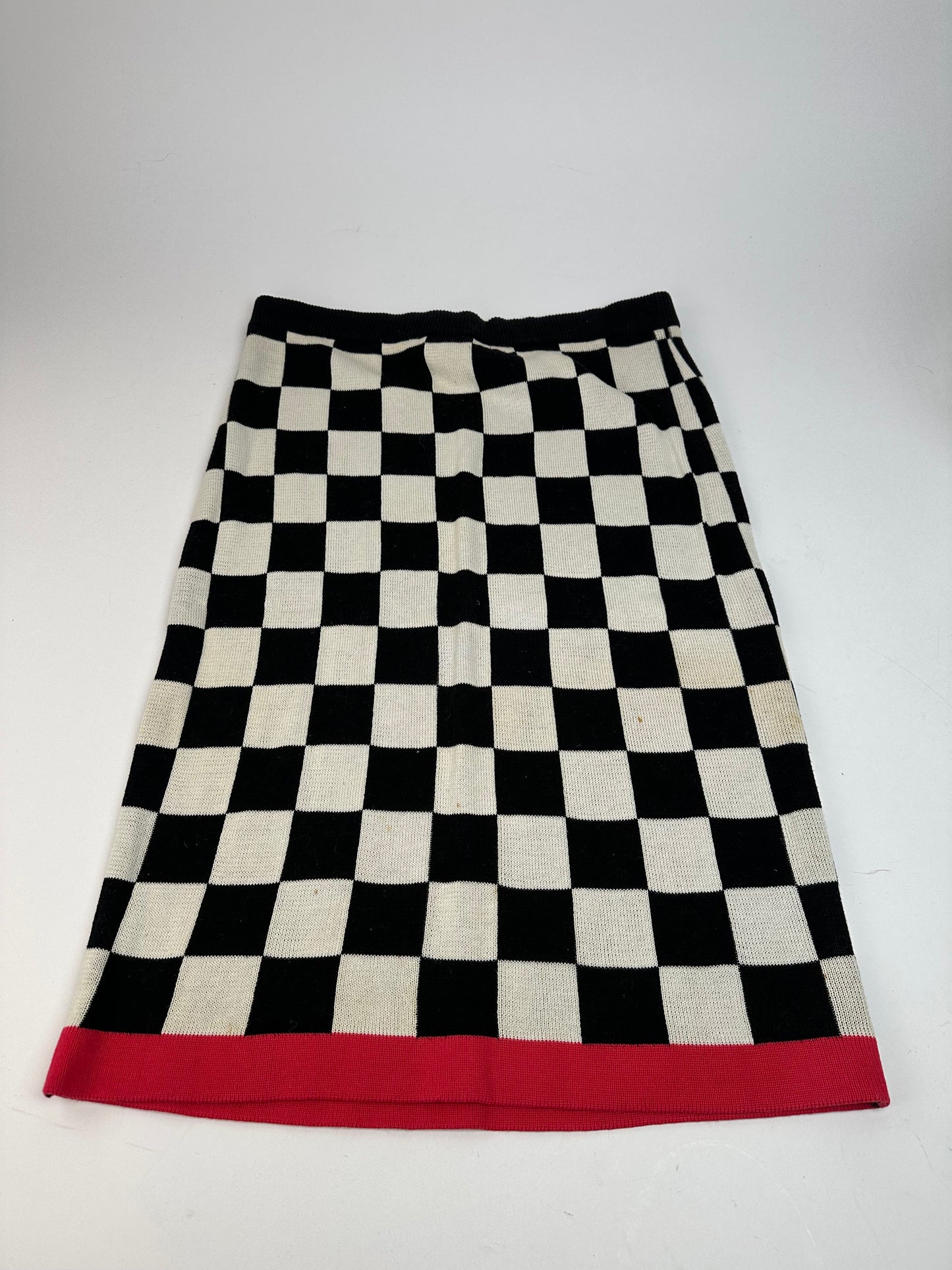 Vintage Celine Paris Chess Emblossed Skirt Black White 40/L